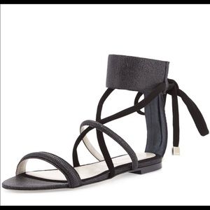 Jason Wu - Black Patterned leather sandals.